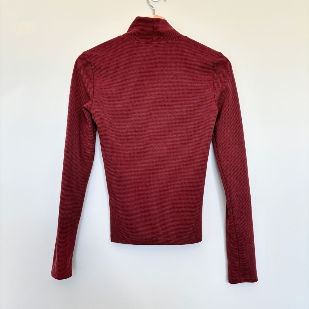 Aritzia TNA Women's Small Long Sleeve Tee Mock Neck Ribbed Loungewear Base Layer - Picture 6 of 10